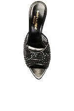 Saint Laurent Blonde Mule Sandal in Nero & Jet, view 4, click to view large image.