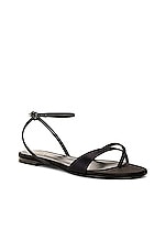 Saint Laurent Dive Flat Sandal in Navy & Nero, view 2, click to view large image.