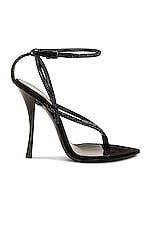 Saint Laurent Nadja Sandal in Nero & Jet, view 1, click to view large image.