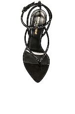 Saint Laurent Nadja Sandal in Nero & Jet, view 4, click to view large image.