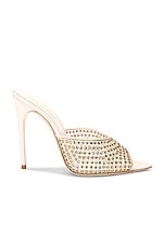Saint Laurent Blonde Mule Sandal in Nude & Crystal, view 1, click to view large image.