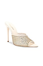 Saint Laurent Blonde Mule Sandal in Nude & Crystal, view 2, click to view large image.