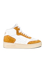 Saint Laurent SL80 Sneaker in Blanc Optique & Deer Yellow, view 1, click to view large image.