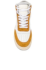 Saint Laurent SL80 Sneaker in Blanc Optique & Deer Yellow, view 4, click to view large image.