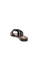 Saint Laurent Tribute Flat Sandal in Barolo, view 3, click to view large image.