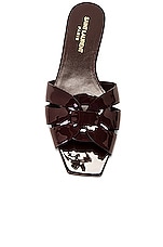 Saint Laurent Tribute Flat Sandal in Barolo, view 4, click to view large image.