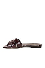 Saint Laurent Tribute Flat Sandal in Barolo, view 5, click to view large image.