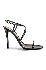 Saint Laurent Date Sandal in Nero, view 1, click to view large image.