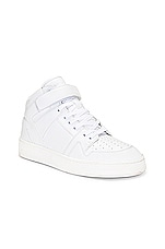 Saint Laurent Lax Mid Sneaker in Blanc Optique, view 2, click to view large image.