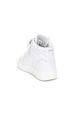 Saint Laurent Lax Mid Sneaker in Blanc Optique, view 3, click to view large image.
