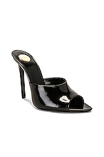 Saint Laurent Goldie Mule Sandal in Nero, view 2, click to view large image.