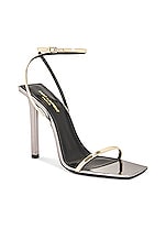 Saint Laurent Pam Sandal in Metal Old Gold, view 2, click to view large image.