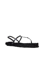 Saint Laurent Cassandra Flat Sandal in Nero, view 2, click to view large image.