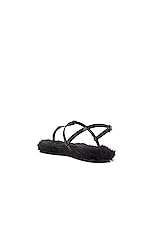 Saint Laurent Cassandra Flat Sandal in Nero, view 3, click to view large image.
