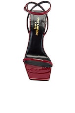 Saint Laurent Pam Sandal in Opyum Red, view 4, click to view large image.
