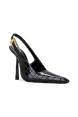 Saint Laurent Lee Slingback Pump in Nero, view 2, click to view large image.