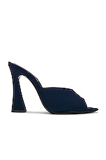 Saint Laurent Suite Mule Sandal in Dark Blue, view 1, click to view large image.
