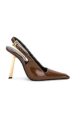 Saint Laurent Lee Slingback Pump in Soil Brown, view 1, click to view large image.