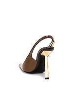Saint Laurent Lee Slingback Pump in Soil Brown, view 3, click to view large image.