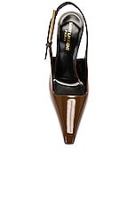 Saint Laurent Lee Slingback Pump in Soil Brown, view 4, click to view large image.