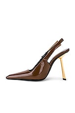 Saint Laurent Lee Slingback Pump in Soil Brown, view 5, click to view large image.