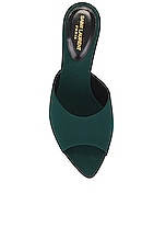 Saint Laurent Suite Mule Sandal in Drawn Green, view 4, click to view large image.