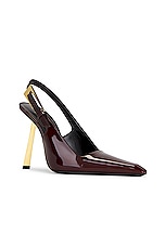 Saint Laurent Lee Slingback Pump in Marron Glace, view 2, click to view large image.