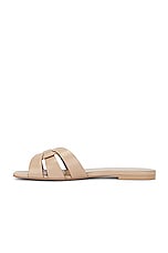 Saint Laurent Tribute Flat Sandal in Dark Beige, view 5, click to view large image.