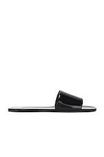 Saint Laurent Carlyle Flat Slide in Noir, view 1, click to view large image.