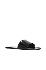 Saint Laurent Carlyle Flat Slide in Noir, view 2, click to view large image.