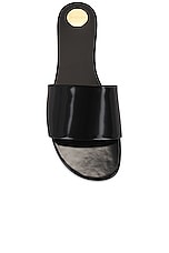 Saint Laurent Carlyle Flat Slide in Noir, view 4, click to view large image.