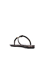 Saint Laurent Cassandra Flat Slide in Metal Brown, view 3, click to view large image.