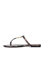 Saint Laurent Cassandra Flat Slide in Metal Brown, view 5, click to view large image.