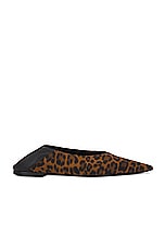 Saint Laurent Carolyn Flat Slipper in Manto Naturale & Nero, view 1, click to view large image.