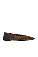 Saint Laurent Carolyn Flat Slipper in Manto Naturale & Nero, view 2, click to view large image.