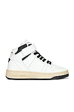 Saint Laurent Lax Mid Top Sneaker in Blanc & Noir, view 1, click to view large image.