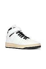 Saint Laurent Lax Mid Top Sneaker in Blanc & Noir, view 2, click to view large image.