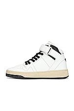 Saint Laurent Lax Mid Top Sneaker in Blanc & Noir, view 5, click to view large image.