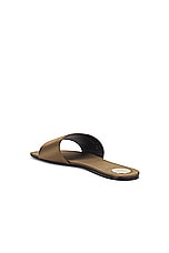 Saint Laurent Carlyle Flat Slide in Khaki, view 3, click to view large image.