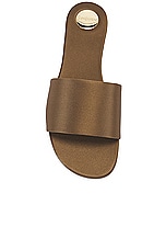 Saint Laurent Carlyle Flat Slide in Khaki, view 4, click to view large image.