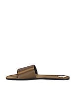 Saint Laurent Carlyle Flat Slide in Khaki, view 5, click to view large image.
