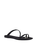 Saint Laurent Tanger Flat Slide in Noir, view 2, click to view large image.