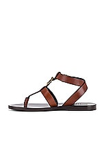 Saint Laurent Hardy Flat Sandal in Caramel, view 5, click to view large image.