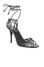 Saint Laurent Babylone Sandal in Nero, view 2, click to view large image.