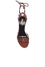 Saint Laurent Babylone Sandal in Aesthetic Brown, view 4, click to view large image.