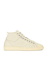 Saint Laurent SL39 Mid Top Sneaker in Beige & Coffee White, view 1, click to view large image.