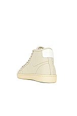 Saint Laurent SL39 Mid Top Sneaker in Beige & Coffee White, view 3, click to view large image.