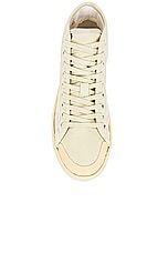 Saint Laurent SL39 Mid Top Sneaker in Beige & Coffee White, view 4, click to view large image.