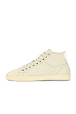 Saint Laurent SL39 Mid Top Sneaker in Beige & Coffee White, view 5, click to view large image.