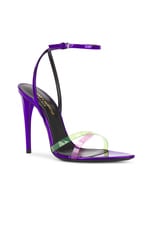 Saint Laurent Fever Sandal in Violet, Green, & Fuxia, view 2, click to view large image.